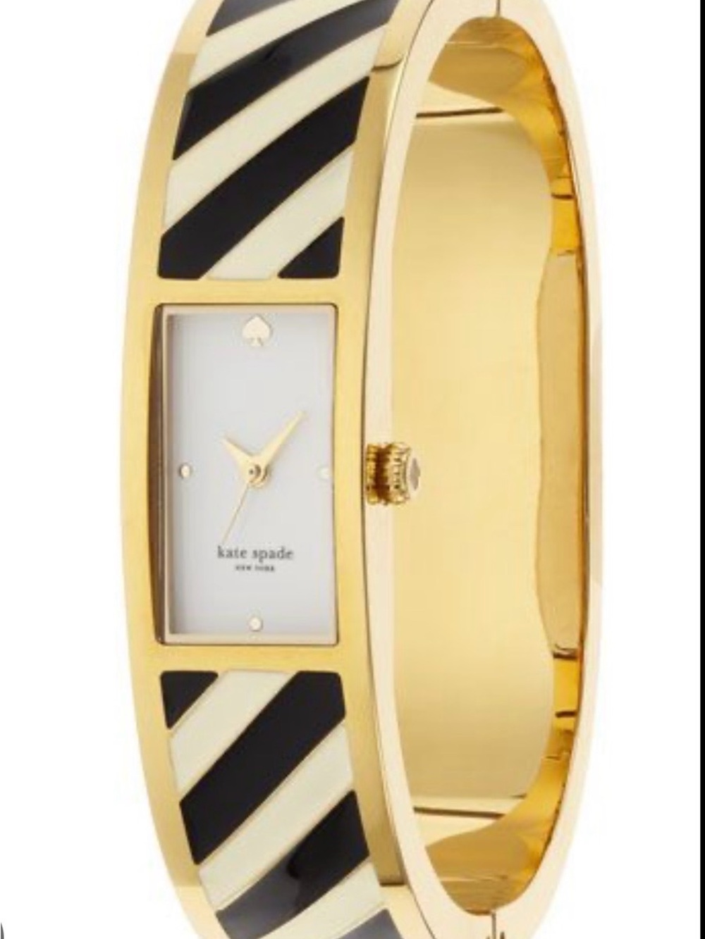 kate spade Gold Bangle Watch with Black and Cream Stripes